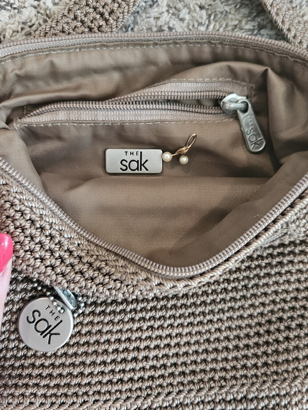 The Sak Crochet Crossbody Bag in Tan - Picture 3 of 4